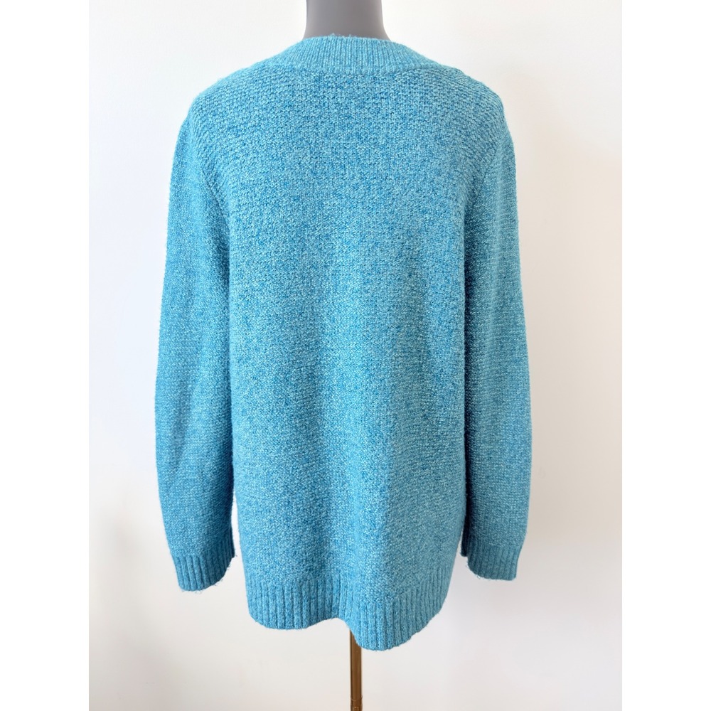 J. Jill Womens Turquoise Blue Marled V-Neck Knit Pullover Sweater Size Large - Picture 7 of 14